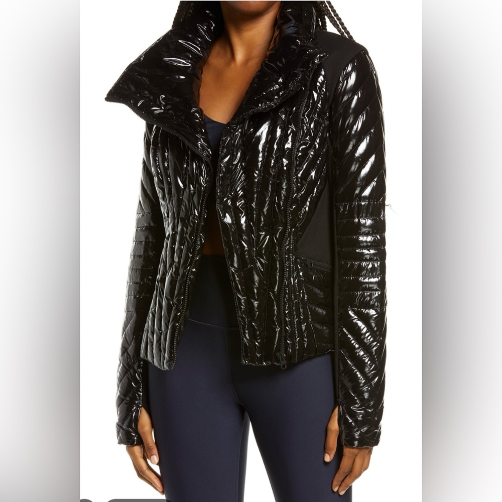 Blanc Noir Motion Panel Down Filled Women's Black Quilted Jacket